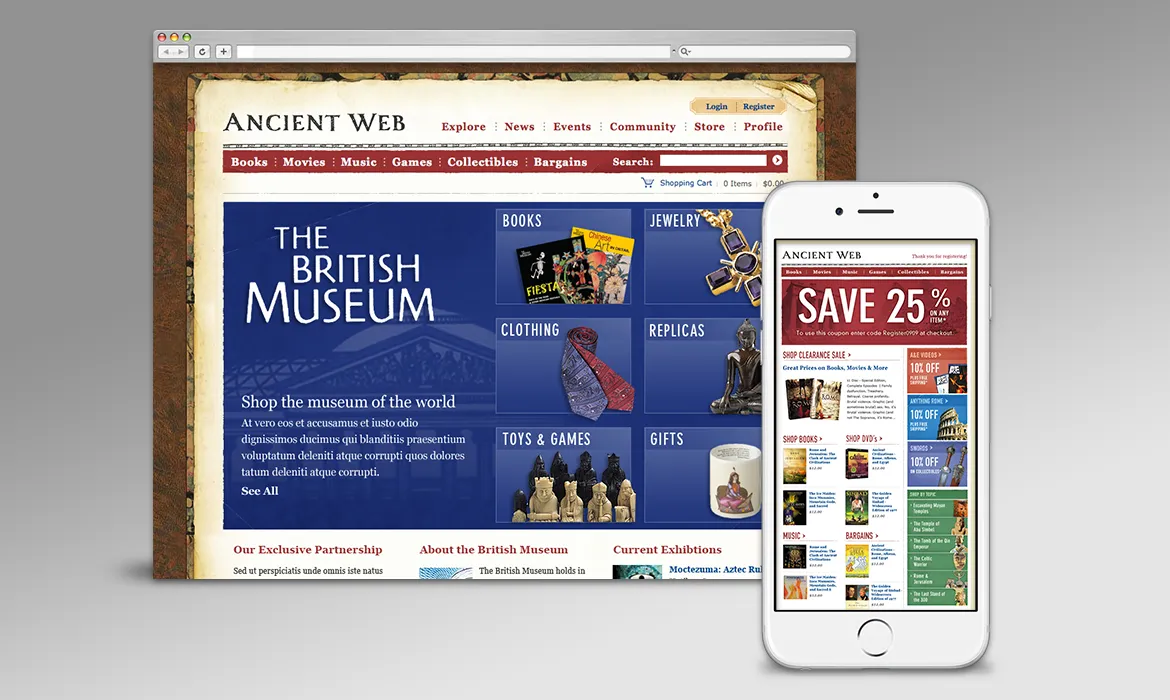 The Ancient Web product experience from Patrick’s original portfolio